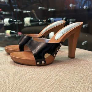 Dolce & Gabbana Black Patent Leather and Wood Platform Heels